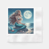 Meerjungfrau am Strand in der Nacht Serviette (Vorderseite)