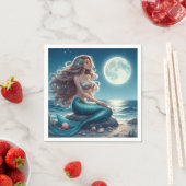 Meerjungfrau am Strand in der Nacht Serviette (Beispiel)