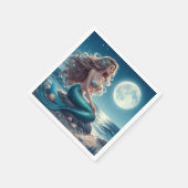 Meerjungfrau am Strand in der Nacht Serviette (Ecke)