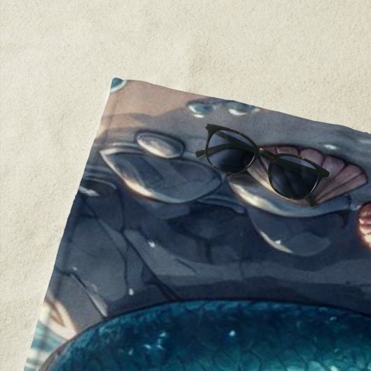 Meerjungfrau am Strand in der Nacht Strandtuch (Beispiel)