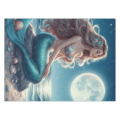 Meerjungfrau am Strand in der Nacht Tischdecke (Vorderseite (Horizontal))
