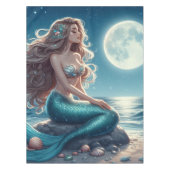Meerjungfrau am Strand in der Nacht Tischdecke (Vorderseite)
