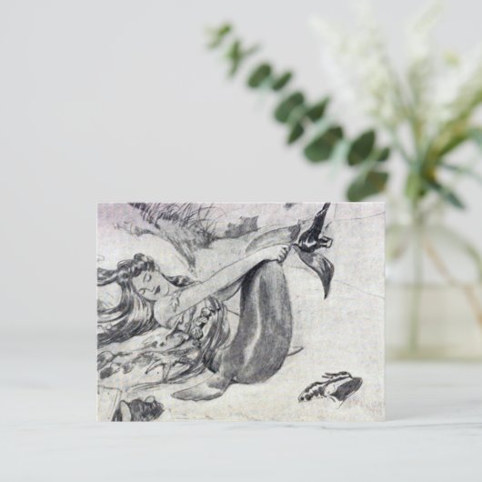 Meerjungfrau am Strand Postkarte (Stehend Vorderseite)