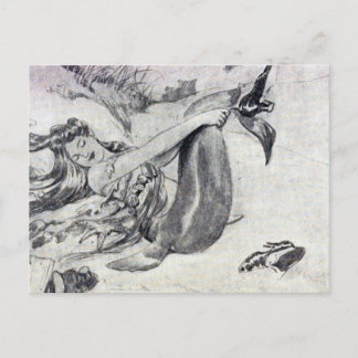 Meerjungfrau am Strand Postkarte