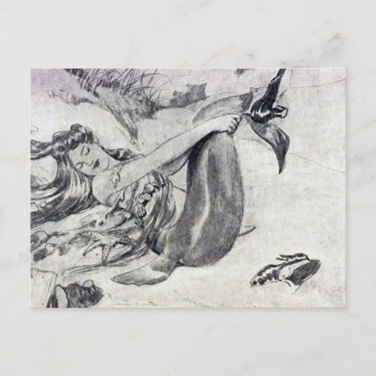 Meerjungfrau am Strand Postkarte (Vorderseite)