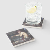 Meerjungfrau am Strand Steinuntersetzer (Seitenansicht)