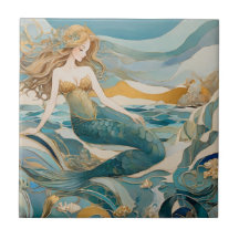 Meerjungfrau am türkisfarbenen Meer