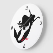 Meerjungfrau an Bord Silhouette Thunder_Cove Große Wanduhr (Winkel)