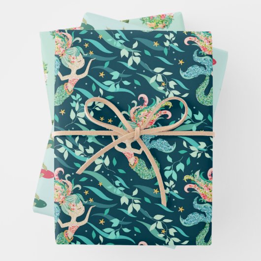 Meerjungfrau Ananas Umhüllungspapier Set 3 Geschenkpapier Set (Beispiel)
