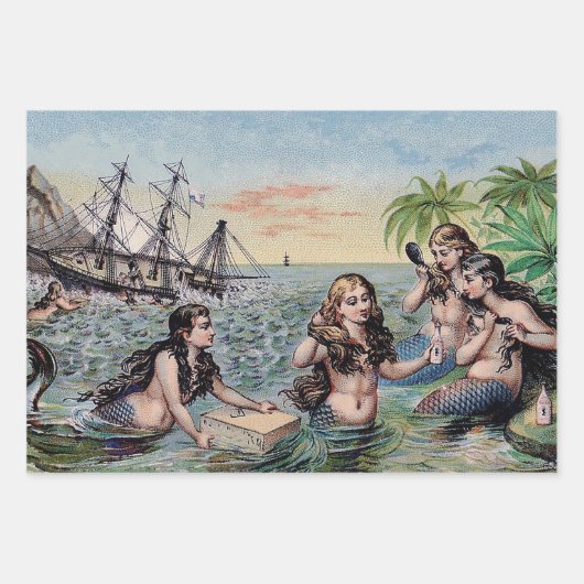 Meerjungfrau Antike Magie Schöner Ozean Geschenkpapier Set (Vorderseite)