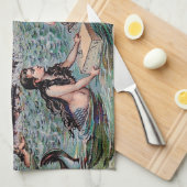 Meerjungfrau Antike Magie Schöner Ozean Geschirrtuch (Viertel Falte)