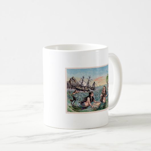 Meerjungfrau Antike Magie Schöner Ozean Kaffeetasse (VorderseiteRechts)