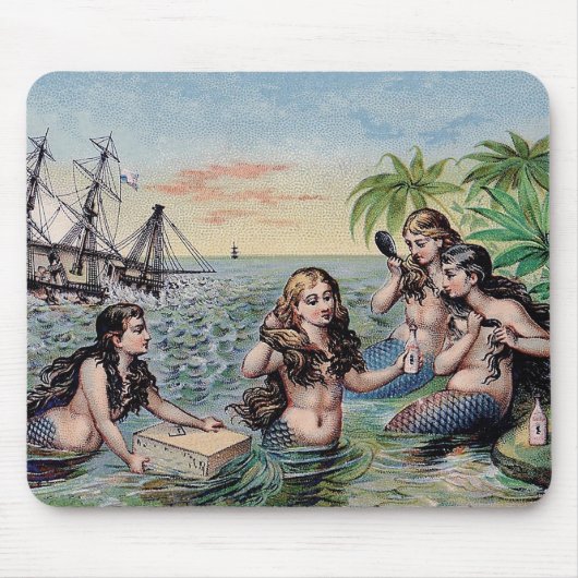 Meerjungfrau Antike Magie Schöner Ozean Mousepad (Vorne)