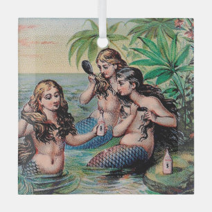 Meerjungfrau Antike Magie Schöner Ozean Ornament Aus Glas