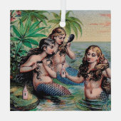 Meerjungfrau Antike Magie Schöner Ozean Ornament Aus Glas (Rückseite)