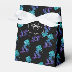 Meerjungfrau aqua blau Ombre Glitzer Muster Monogr Geschenkschachtel