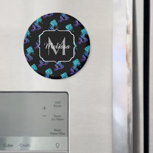 Meerjungfrau aqua blau Ombre Glitzer Muster Monogr Magnet
