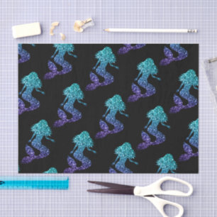 Meerjungfrau aqua blau ombre Glitzer Muster schwar Seidenpapier
