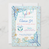 Meerjungfrau Aquamarine Einladung zum Geburtstag (Vorderseite)