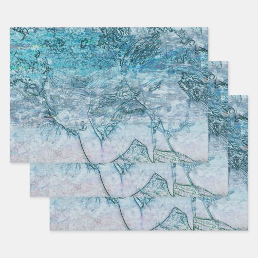 Meerjungfrau Aquamarine Wellen des grünen Ozeans D Geschenkpapier Set (Set)