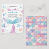 Meerjungfrau Aquarell Geburtstagseinladung Mitteilungskarte (Vorne/Hinten)