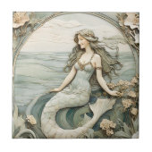 Meerjungfrau Art Nouveau Imitats Relief Minze Meer Fliese (Vorderseite)