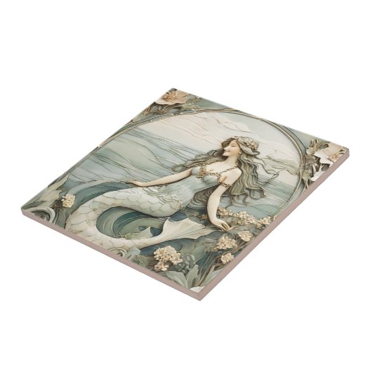 Meerjungfrau Art Nouveau Imitats Relief Minze Meer Fliese (Seite)