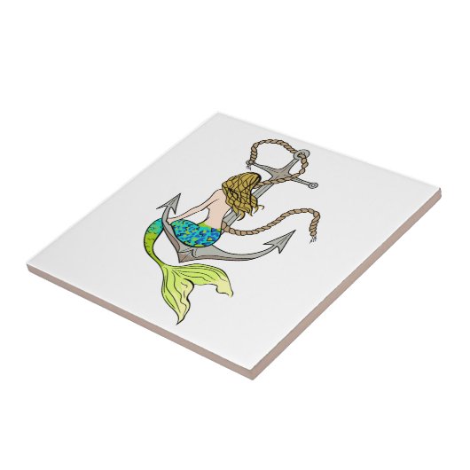 Meerjungfrau auf Anchor Fliese (Seite)