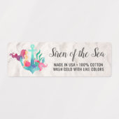 Meerjungfrau auf Anchor Wasserfarbe Sandy Strand Etiketten (Design 2)