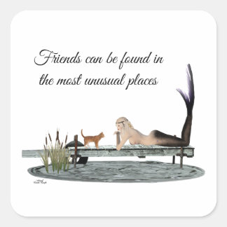 Meerjungfrau auf Bootsanlegestelle Quadratischer Aufkleber