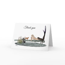 Meerjungfrau auf dem Bootsanleger Vielen Dank, das