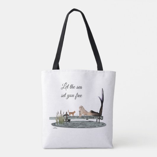 Meerjungfrau auf dem Dock Tote Bag Tasche (Rückseite)