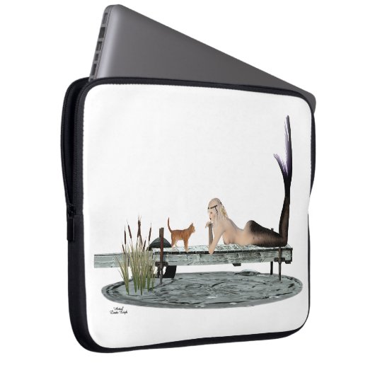 Meerjungfrau auf der Anlegestelle Laptop-Sieb Laptopschutzhülle (Vorne Rechts)