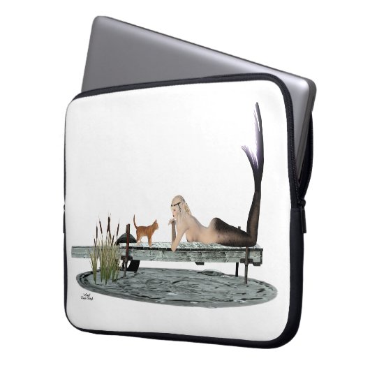Meerjungfrau auf der Anlegestelle Laptop-Sieb Laptopschutzhülle (Vorderseite Links)