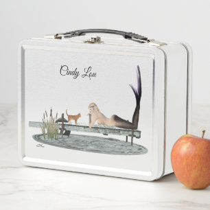 Meerjungfrau auf der Dock Metal Lunchbox