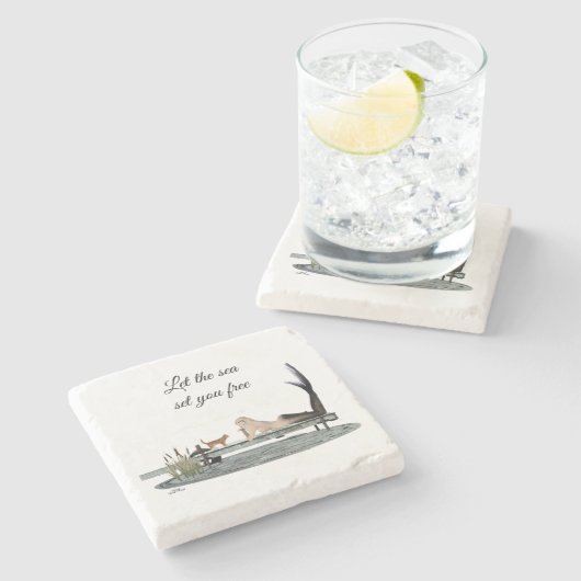 Meerjungfrau auf Dock Stone Untersetzer (Seitenansicht)