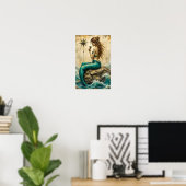Meerjungfrau auf einem Felsen Poster (Heimbüro)
