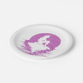 Meerjungfrau auf einem Felsen - rosa Glitzer Pappteller (Schrägansicht)