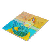 Meerjungfrau auf einem Rock Abstrakt Art Fliese (Seite)