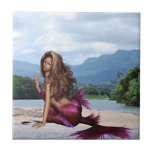 Meerjungfrau auf einer Sandbank Fliese (Vorderseite)