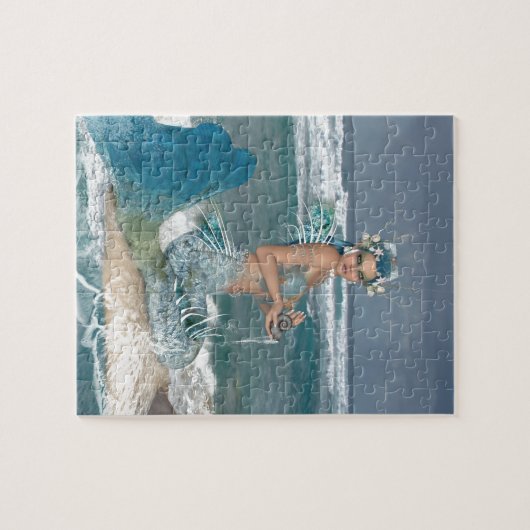 Meerjungfrau auf Felsen Puzzle (Horizontal)