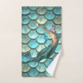 Meerjungfrau auf Meerjungfrau-Schwanz-Skala Badhandtuch Set (Handtuch)