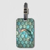Meerjungfrau auf Meerjungfrau-Schwanz-Skala Gepäckanhänger (Vorderseite Vertikal)
