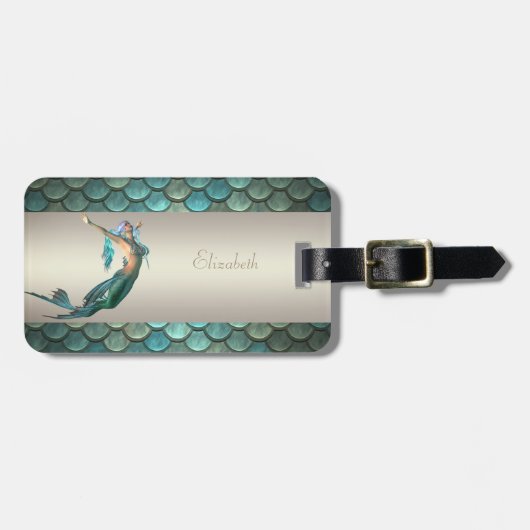 Meerjungfrau auf Meerjungfrau-Schwanz-Skala Gepäckanhänger (Vorderseite horizontal)