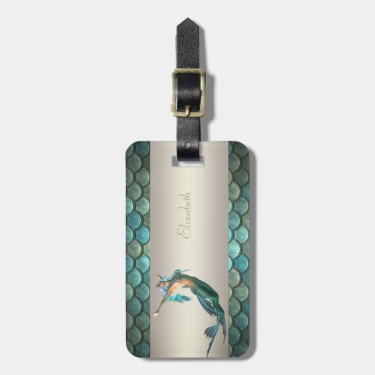 Meerjungfrau auf Meerjungfrau-Schwanz-Skala Gepäckanhänger (Vorderseite vertikal)