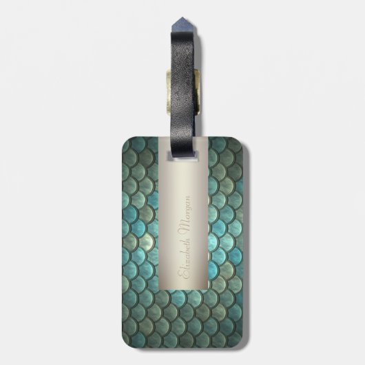 Meerjungfrau auf Meerjungfrau-Schwanz-Skala Gepäckanhänger (Rückseite vertikal)
