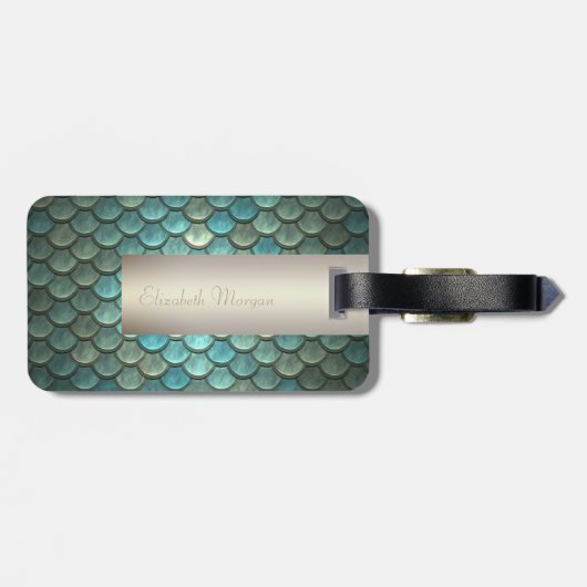 Meerjungfrau auf Meerjungfrau-Schwanz-Skala Gepäckanhänger (Rückseite horizontal)