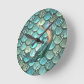 Meerjungfrau auf Meerjungfrau-Schwanz-Skala Runde Wanduhr (Winkel)