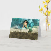 Meerjungfrau auf Ocean Floor Grußkarten Karte (Gelbe Blume)