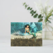 Meerjungfrau auf Ocean Floor Postkarte (Stehend Vorderseite)